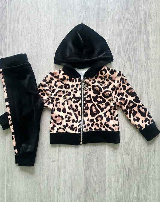 Velvet Leopard Zipper Set